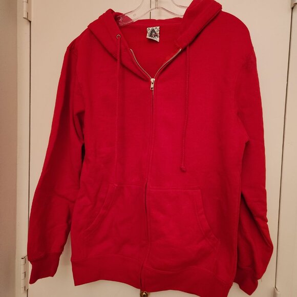 Alstyle solid red zipper up hoodie - Picture 1 of 5